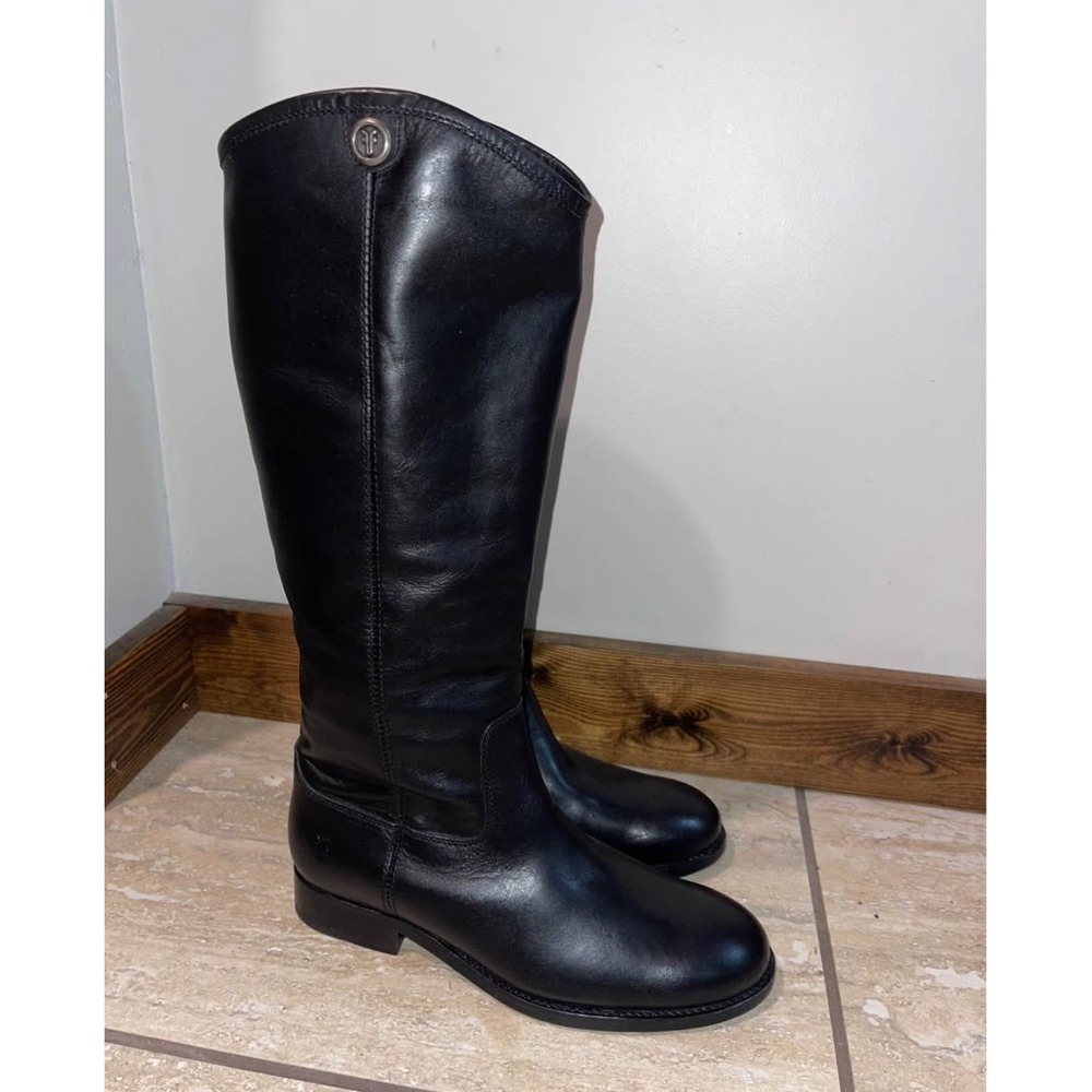 FRYE Melissa Button Tall Women's Size 6.5 B Black Leather Riding 77167 Boots